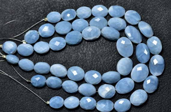 7.50 Inches,natural Blue Opal Faceted Oval Shape Briolettes,soft Light Blue Natural Opal Finest Quality,size Is 10-13mm #261