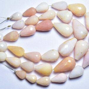 7 inches - Beautiful Natural Faceted Peruvian Pink Opal Tear Drops Briolettes - Size is 8x12 - 11x18 mm #1619 7 inches - Beautiful Natural Faceted Peruvian Pink Opal Tear Drops Briolettes - Size is 8x12 - 11x18 mm #1619