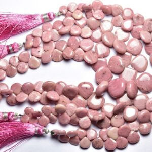 7 inches - Natural Smooth Pink Opal Heart Briolettes - Size is 7-11.5mm #1616 7 inches - Natural Smooth Pink Opal Heart Briolettes - Size is 7-11.5mm #1616