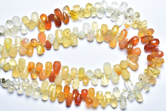 7 Inches - Natural Hand Cut Faceted Mexican Opal Tear Drops Briolettes - Size Is 3x5-4x7 Mm #1685 7 Inches - Natural Hand Cut Faceted Mexican Opal Tear Drops Briolettes - Size Is 3x5-4x7 Mm #1685