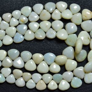 7 inches - Natural Smooth Australian Opal Heart Briolettes - Size is 7-9 mm #1683 7 inches - Natural Smooth Australian Opal Heart Briolettes - Size is 7-9 mm #1683