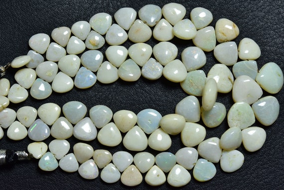 7 Inches - Natural Smooth Australian Opal Heart Briolettes - Size Is 7-9 Mm #1683 7 Inches - Natural Smooth Australian Opal Heart Briolettes - Size Is 7-9 Mm #1683