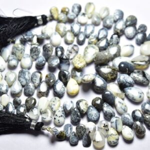 7 inches - Natural Smooth Dendritic Opal Pear Briolettes - High Quality Opal - Size is 6x8-9x12 mm #1612 7 inches - Natural Smooth Dendritic Opal Pear Briolettes - High Quality Opal - Size is 6x8-9x12 mm #1612