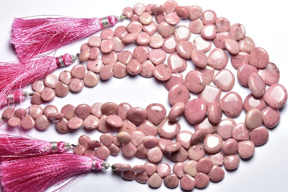7 Inches - Natural Smooth Pink Opal Heart Briolettes - Size Is 7-11.5mm #1616