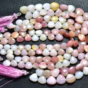 8 inches,Finest Quality Natural Pink Opal Smooth Heart Shape Briolettes,Peruvian Pink Opal,Size is 8-10mm,#39 8 inches,Finest Quality Natural Pink Opal Smooth Heart Shape Briolettes,Peruvian Pink Opal,Size is 8-10mm,#39