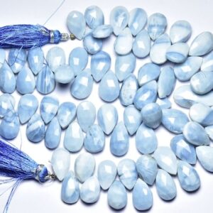 8 inches,Natural Blue Opal Faceted Pear Briolettes,Soft Blue Natural Texture Opal Finest Quality,Size is 9x13-9x18mm #250 8 inches,Natural Blue Opal Faceted Pear Briolettes,Soft Blue Natural Texture Opal Finest Quality,Size is 9x13-9x18mm #250