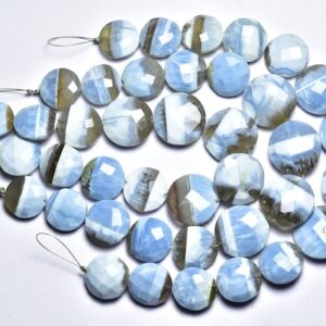 8 inches,Super Quality Natural Bi Blue Gray Opal Faceted Coin Briolettes,Size is 13-17.50mm #147 8 inches,Super Quality Natural Bi Blue Gray Opal Faceted Coin Briolettes,Size is 13-17.50mm #147