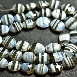 8 inches - Beautiful Pattern Super Quality Natural Faceted Bi Gray Opal Oval Briolettes - Size is 10x12-11x14 mm #1213 8 inches - Beautiful Pattern Super Quality Natural Faceted Bi Gray Opal Oval Briolettes - Size is 10x12-11x14 mm #1213