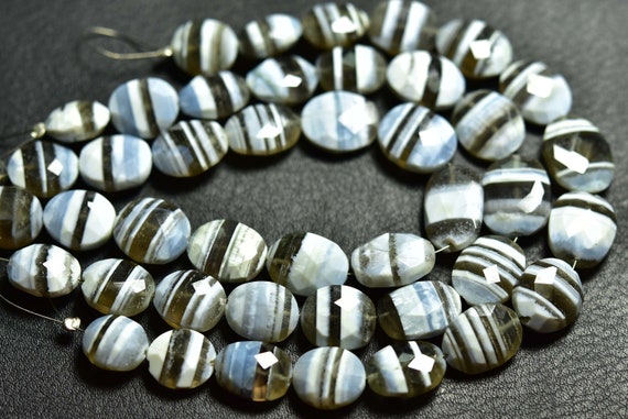 8 Inches - Beautiful Pattern Super Quality Natural Faceted Bi Gray Opal Oval Briolettes - Size Is 10x12-11x14 Mm #1213