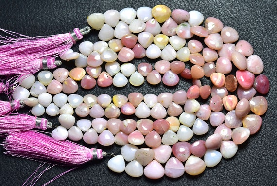 8 Inches,finest Quality Natural Pink Opal Smooth Heart Shape Briolettes,peruvian Pink Opal,size Is 8-10mm,#39 8 Inches,finest Quality Natural Pink Opal Smooth Heart Shape Briolettes,peruvian Pink Opal,size Is 8-10mm,#39