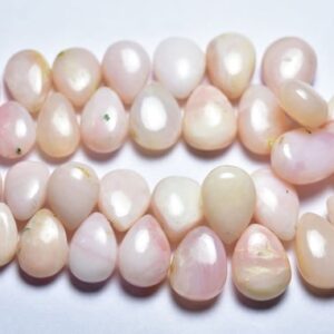 8 Pcs - Big Natural Smooth Peruvian Pink Opal Pear Briolettes - Size is 9x13-11x16 mm #1719 8 Pcs - Big Natural Smooth Peruvian Pink Opal Pear Briolettes - Size is 9x13-11x16 mm #1719