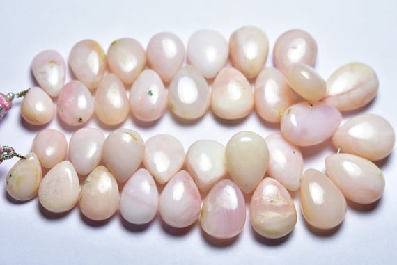 8 Pcs - Big Natural Smooth Peruvian Pink Opal Pear Briolettes - Size Is 9x13-11x16 Mm #1719 8 Pcs - Big Natural Smooth Peruvian Pink Opal Pear Briolettes - Size Is 9x13-11x16 Mm #1719