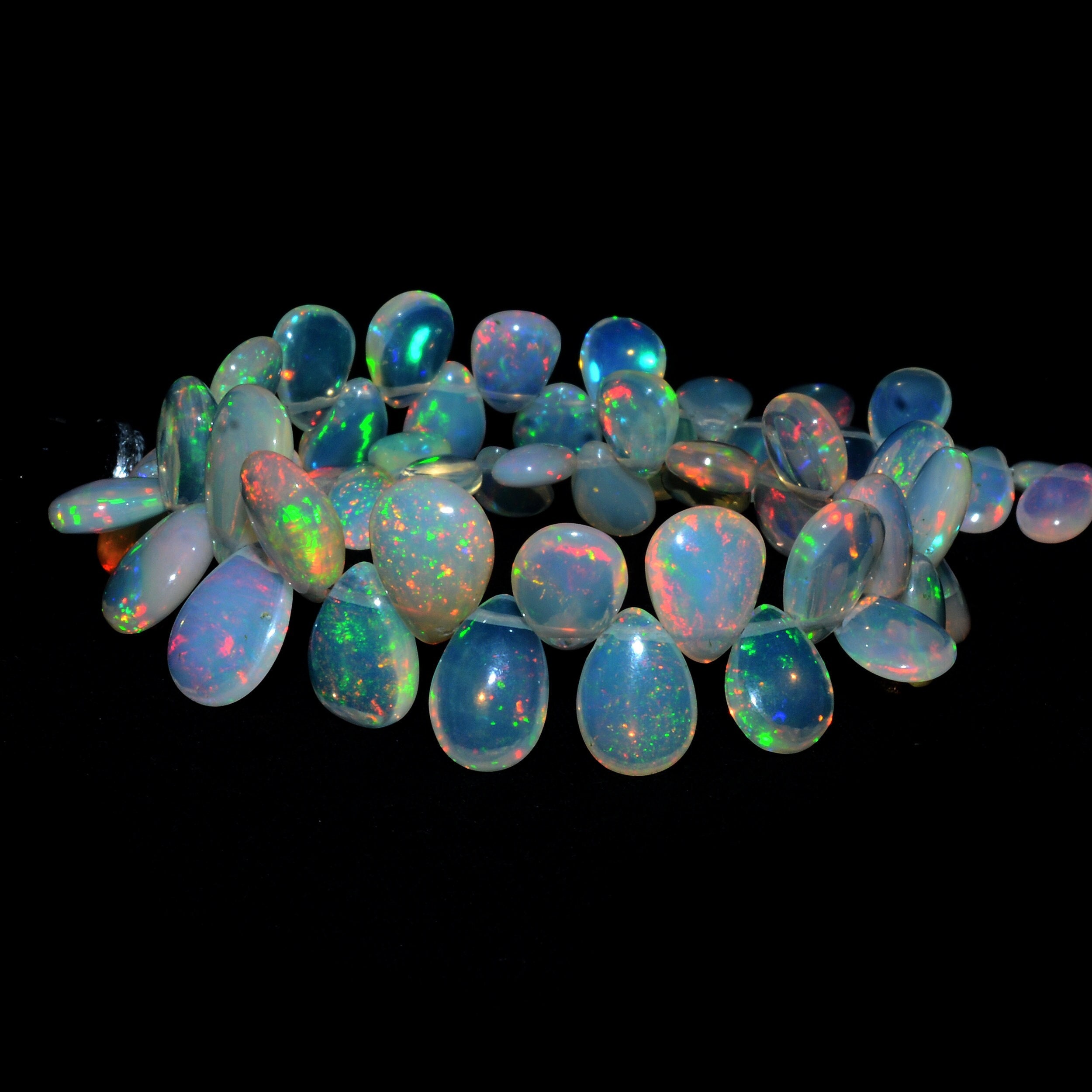 Aaa+ Ethiopian Opal Fire Gemstone 4x6mm-6x8mm Smooth Pear Briolette Beads | Natural Ethiopian Welo Opal Loose Beads For Jewelry | 8" Strand Aaa+ Ethiopian Opal Fire Gemstone 4x6mm-6x8mm Smooth Pear Briolette Beads | Natural Ethiopian Welo Opal Loose Beads For Jewelry | 8" Strand