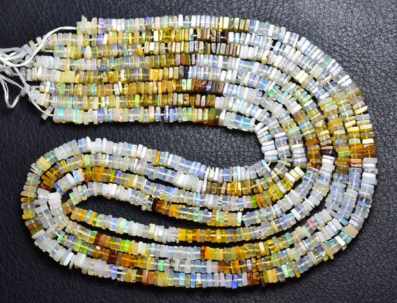 Beautiful Ethiopian Opal Square Heishi Beads - 16 Inches - Natural Smooth Ethiopian Opal Square Heishi Beads - Size Is 4.5 Mm #1538 Beautiful Ethiopian Opal Square Heishi Beads - 16 Inches - Natural Smooth Ethiopian Opal Square Heishi Beads - Size Is 4.5 Mm #1538