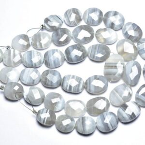 Bi Gray Opal Oval Beads - 7 Inches - Natural Faceted Gray Opal Oval Briolette - Size Is 10x12 - 10x15 Mm #2614