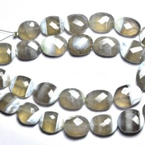 Bi Opal Oval Beads - 8 inches - Natural Bi Gray Opal Faceted Oval Briolettes Strand - Size is 12-14 mm #612 Bi Opal Oval Beads - 8 inches - Natural Bi Gray Opal Faceted Oval Briolettes Strand - Size is 12-14 mm #612