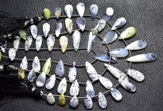 Dendrite Opal Pear Beads -7 Inches - Natural Smooth Dendrite Opal Pear Size Is 6.5x11 - 8x20 Mm #2440