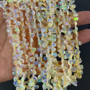 Ethiopian Opal Necklace: Handmade Fire Opal Briolette Beads Ethiopian Opal Necklace: Handmade Fire Opal Briolette Beads