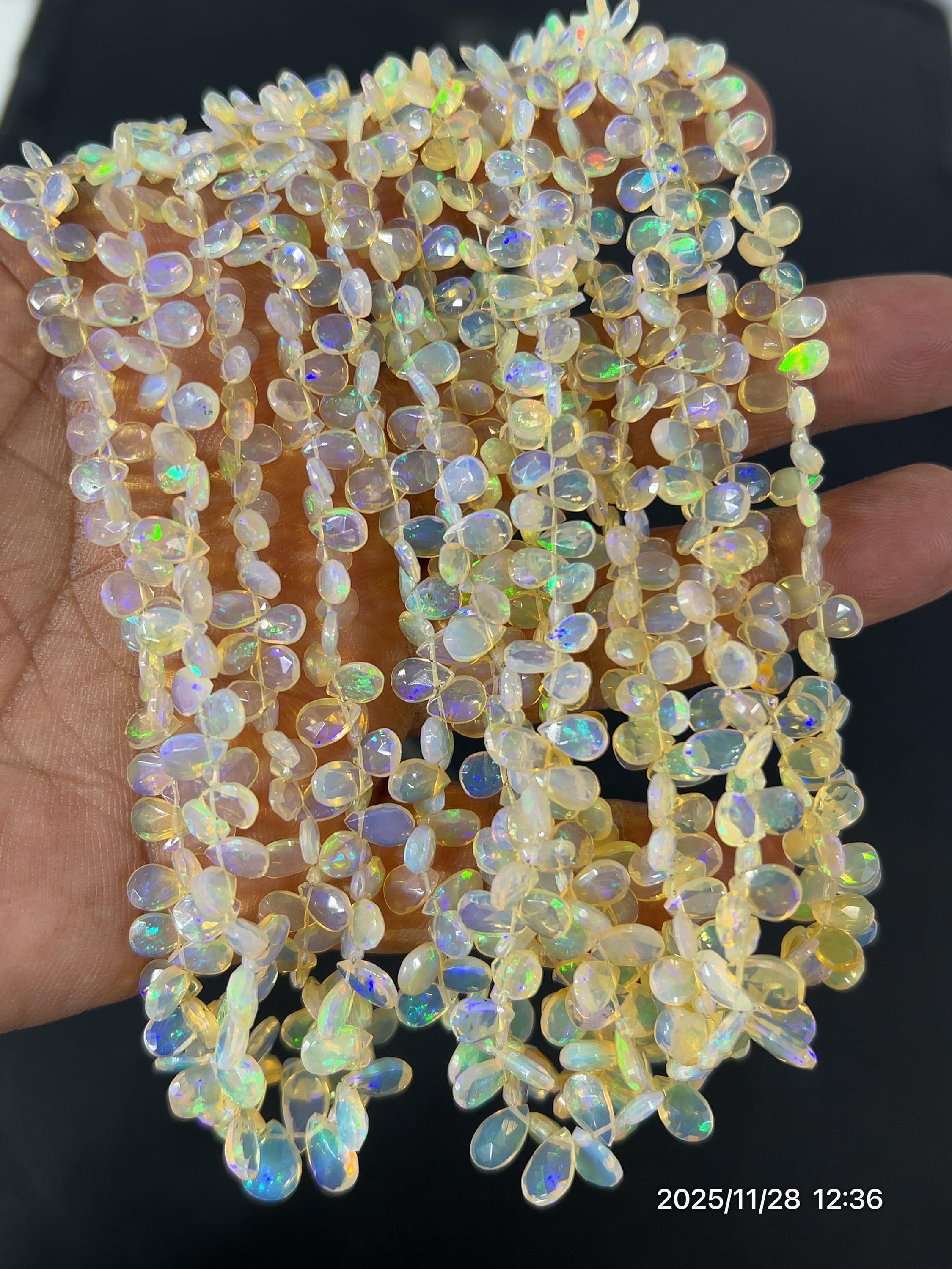 Ethiopian Opal Necklace: Handmade Fire Opal Briolette Beads