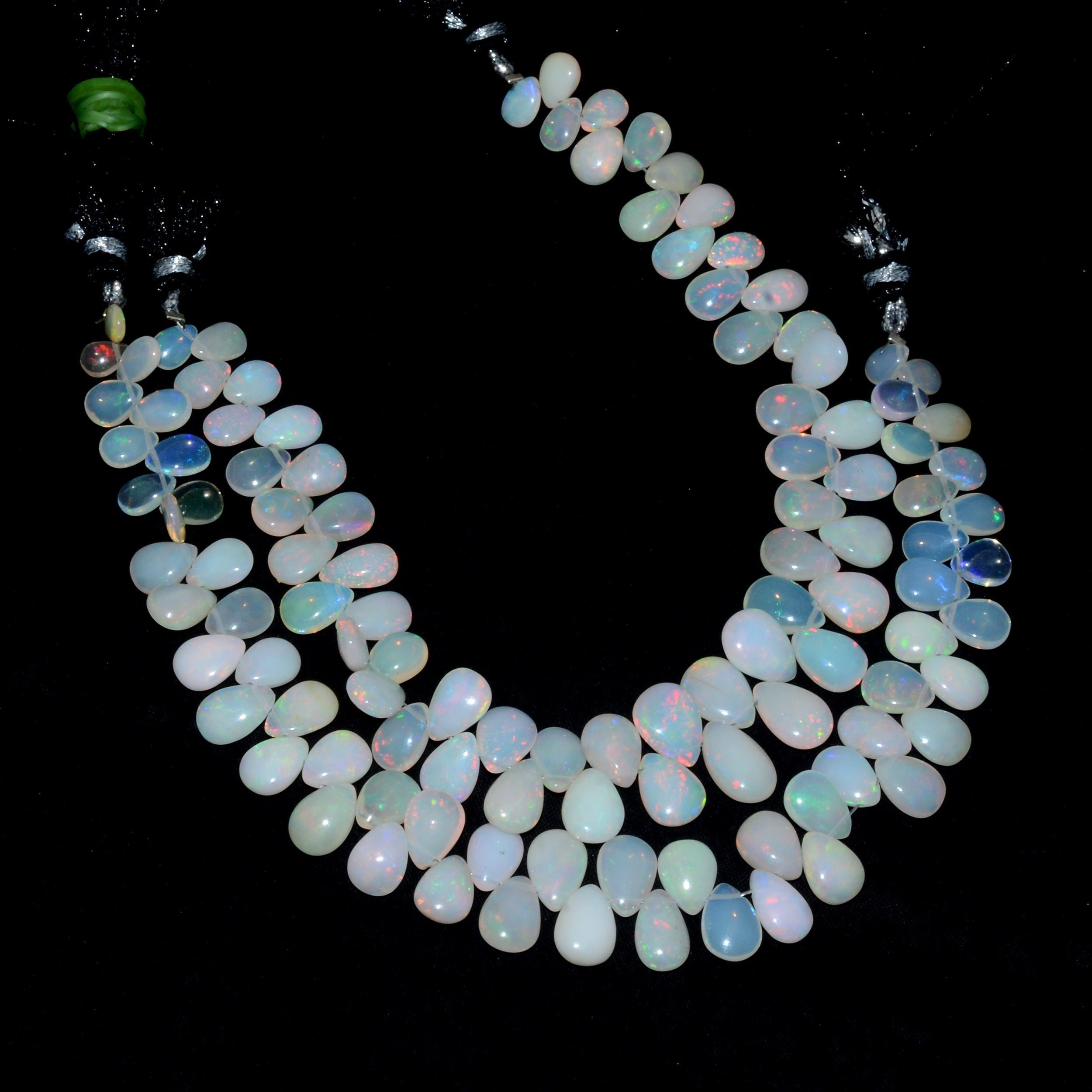 Natural Ethiopian Opal Gemstone 6mm-10mm Smooth Pear Briolette Beads , Ethiopian Welo Opal Loose Beads For Jewelry Making , 8inch Strand