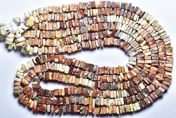 Rare Beautiful Natural Smooth Mexican Opal Heishi Square Shape Beads - Size Is 5.5 Mm #1666