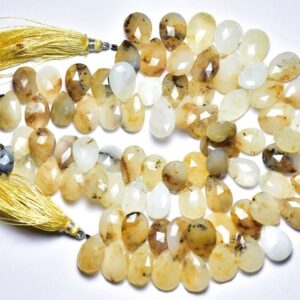 Rare Big Honey Dendritic Opal Briolette Beads - Natural Faceted Dendritic Opal Pear Briolettes - Size is 13x10 - 11x17 mm #238 Rare Big Honey Dendritic Opal Briolette Beads - Natural Faceted Dendritic Opal Pear Briolettes - Size is 13x10 - 11x17 mm #238