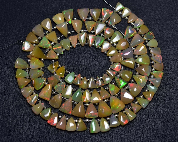 Superb Ethiopian Opal Briolette Beads - 10 Pcs - Opal Triangle Beads - Natural Flashes Ethiopian Welo Opal Trillion- Size Is 5x6 -7x9mm #787