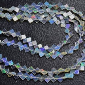 Superb Flashes Ethiopian Opal Square Beads - 16 inches - Natural Smooth Fire Opal Ethiopian Opal Welo Square Beads - Size is 4 - 5 mm #2357 Superb Flashes Ethiopian Opal Square Beads - 16 inches - Natural Smooth Fire Opal Ethiopian Opal Welo Square Beads - Size is 4 - 5 mm #2357