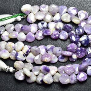 Tiffany Opal Briolette Beads - 8 inches - Beautiful Natural Smooth Tiffany Opal Purple Opal Smooth Heart Briolette-Size is 10.5 - 11 mm #507 Tiffany Opal Briolette Beads - 8 inches - Beautiful Natural Smooth Tiffany Opal Purple Opal Smooth Heart Briolette-Size is 10.5 - 11 mm #507