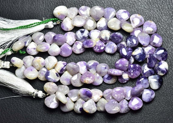 Tiffany Opal Briolette Beads - 8 Inches - Beautiful Natural Smooth Tiffany Opal Purple Opal Smooth Heart Briolette-size Is 10.5 - 11 Mm #507