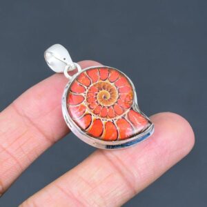 Ammonite Doublet Opal Pendant: 925 Sterling Silver, Handmade