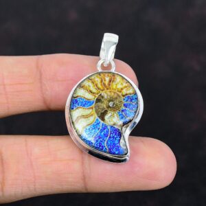 Ammonite Doublet Opal Pendant: 925 Sterling Silver Handmade Jewelry