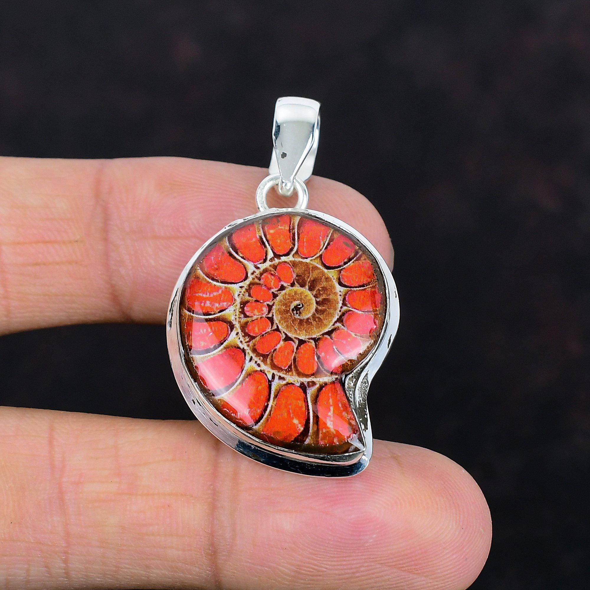Ammonite Opal Doublet Pendant: Handmade Sterling Silver Jewelry