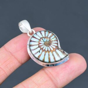 Ammonite Doublet Opal Pendant: Handmade Gemstone Jewelry