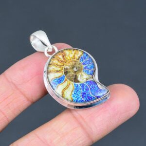 Ammonite Doublet Opal Pendant: Sterling Silver Handmade Jewelry