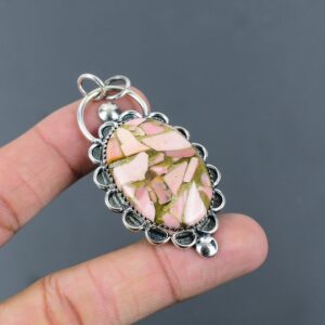 Copper Pink Opal Pendant: Handmade 925 Sterling Silver Boho Jewelry