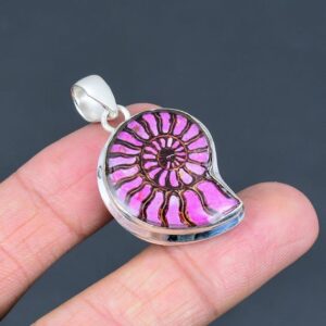 Doublet Ammonite Opal Pendant: 925 Sterling Silver, Handmade Antique Jewelry