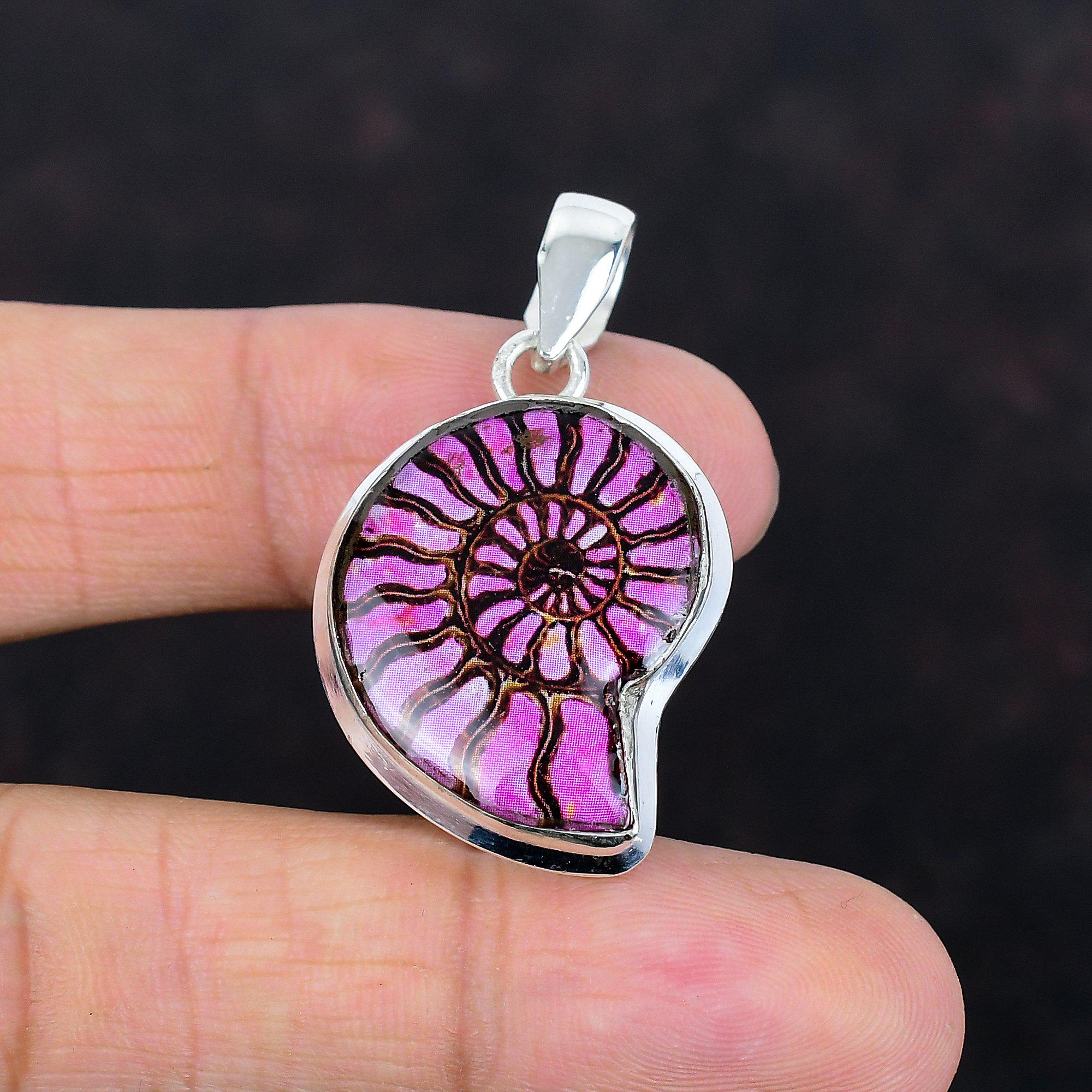 Doublet Ammonite Opal Pendant: Sterling Silver Handmade Jewelry