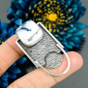 Handcrafted Dendrite Opal Pendant: 925 Sterling Silver, Gemstone Jewelry