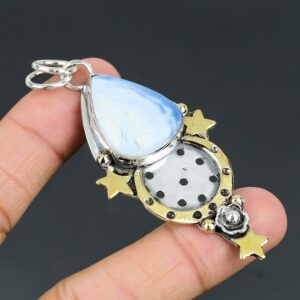 Owyhee Blue Opal Star Pendant: Antique 925 Sterling Silver Jewelry