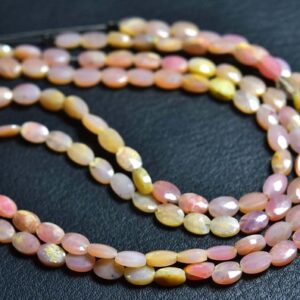 Pink Opal Oval Beads - 13 inches - Natural Beautiful Pink Opal Faceted Micro Cut Oval Briolette Strand - Size is 4x6mm #693