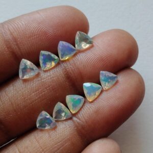 5mm Ethiopian Opal, Faceted Opal, Trillion Cut Stone, Faceted Opal For Jewelry, Fire Opal, Ethiopian Welo Opal Pointed Flat Back - O/324