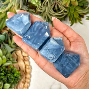 Blue Opal Point | S, M, L | - (polished Crystal Tower, Throat Chakra, Healing Stone, Peace)