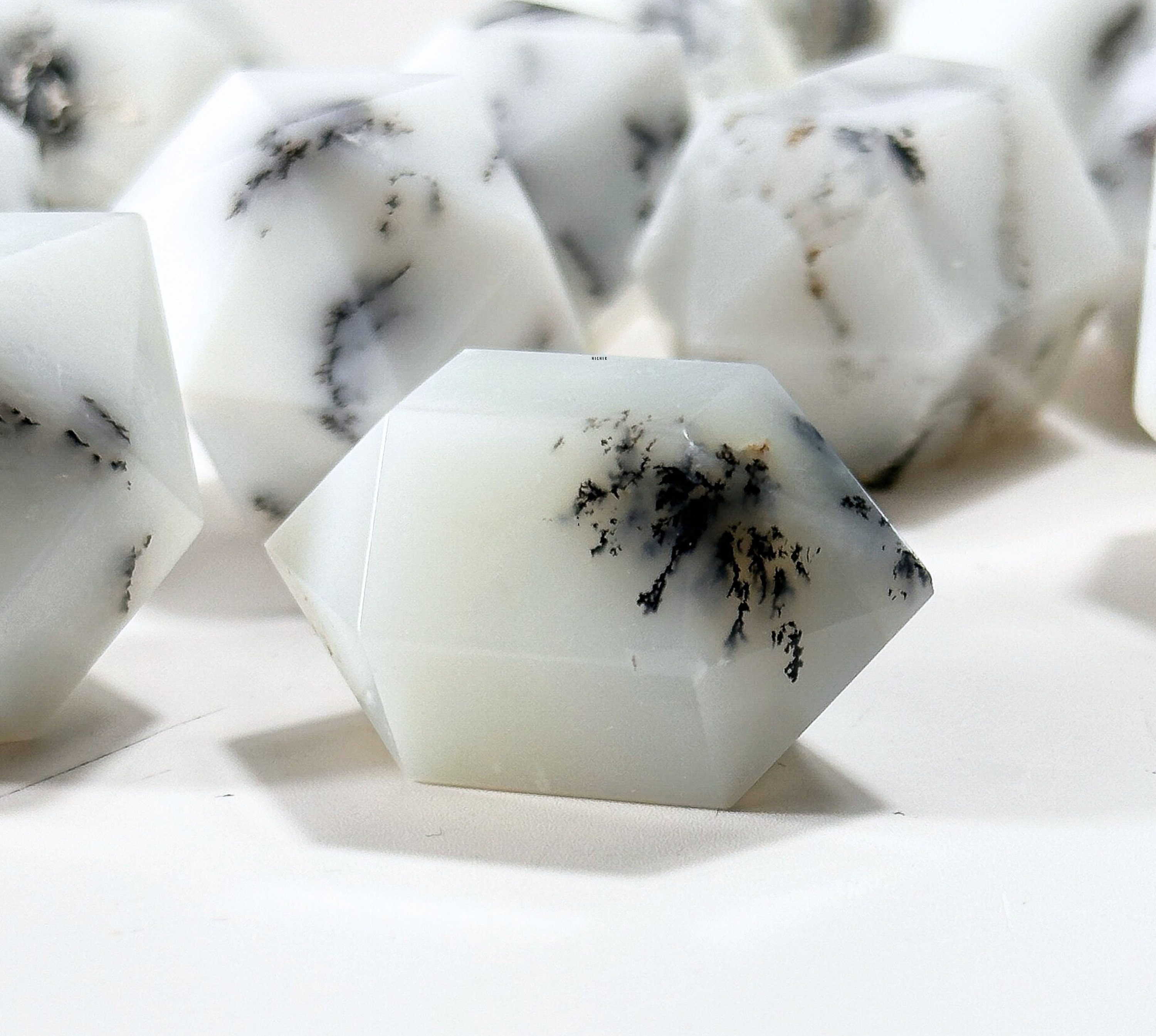 Dendritic Opal Point: Merlinite Double Terminated Wand