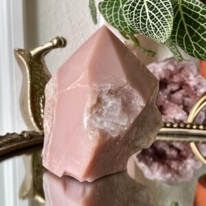 Peru Pink Opal Crystal Point: Half Polished Freeform Altar Decor Peru Pink Opal Crystal Point: Half Polished Freeform Altar Decor