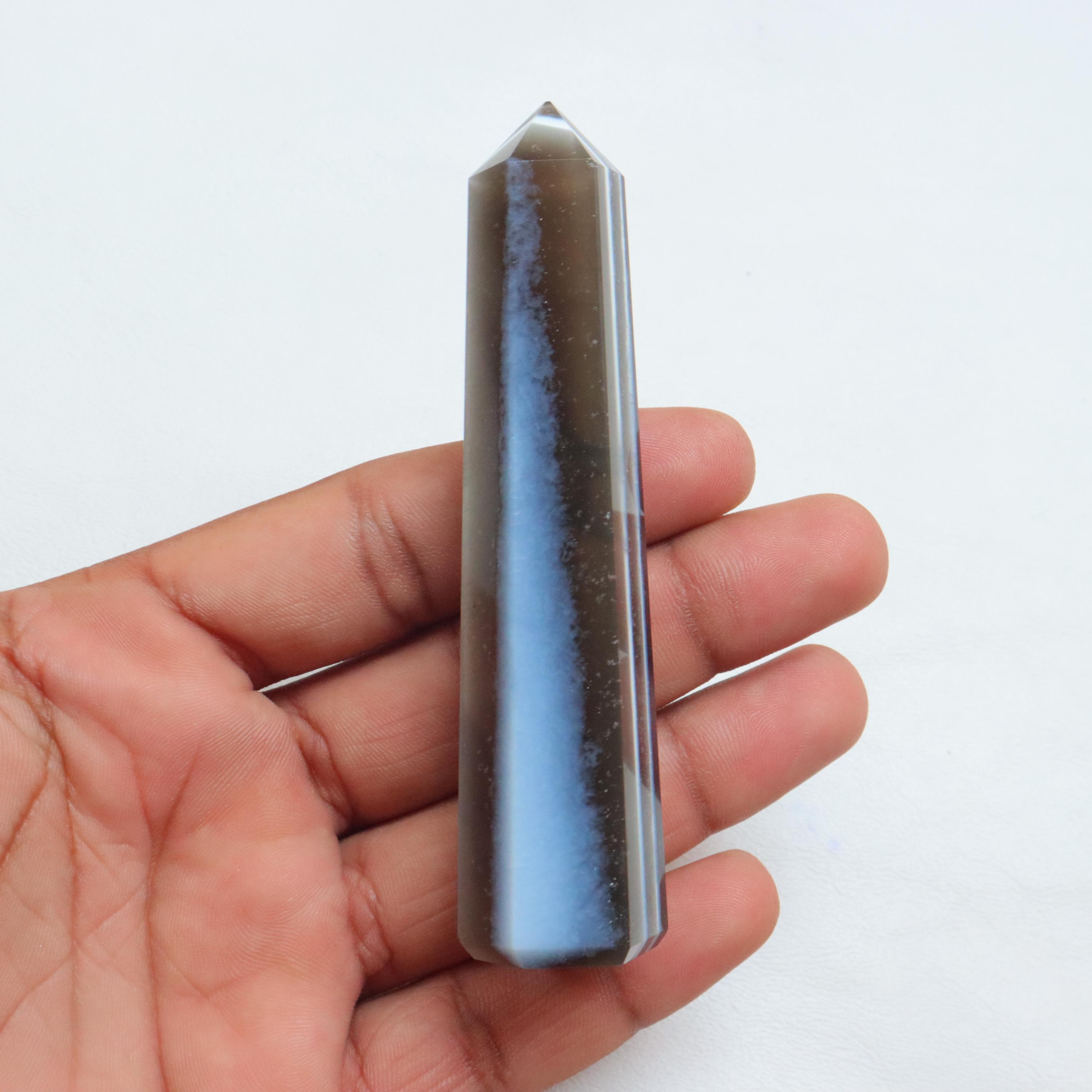 Top Quality 6 Sided Blue Owyhee Opal Tower, Natural Blue Opal Stone, Crystal Stone, Forgiveness +communication, Throat Chakra, Gift For Her