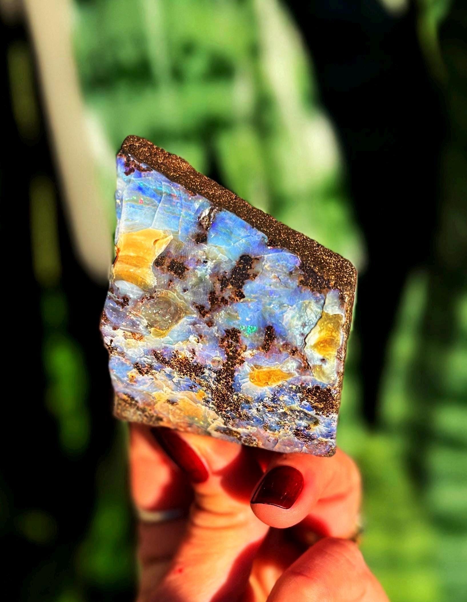 Australian Boulder Opal W / Rainbows - Natural Opal Specimen - Rare Crystal Australian Boulder Opal W / Rainbows - Natural Opal Specimen - Rare Crystal