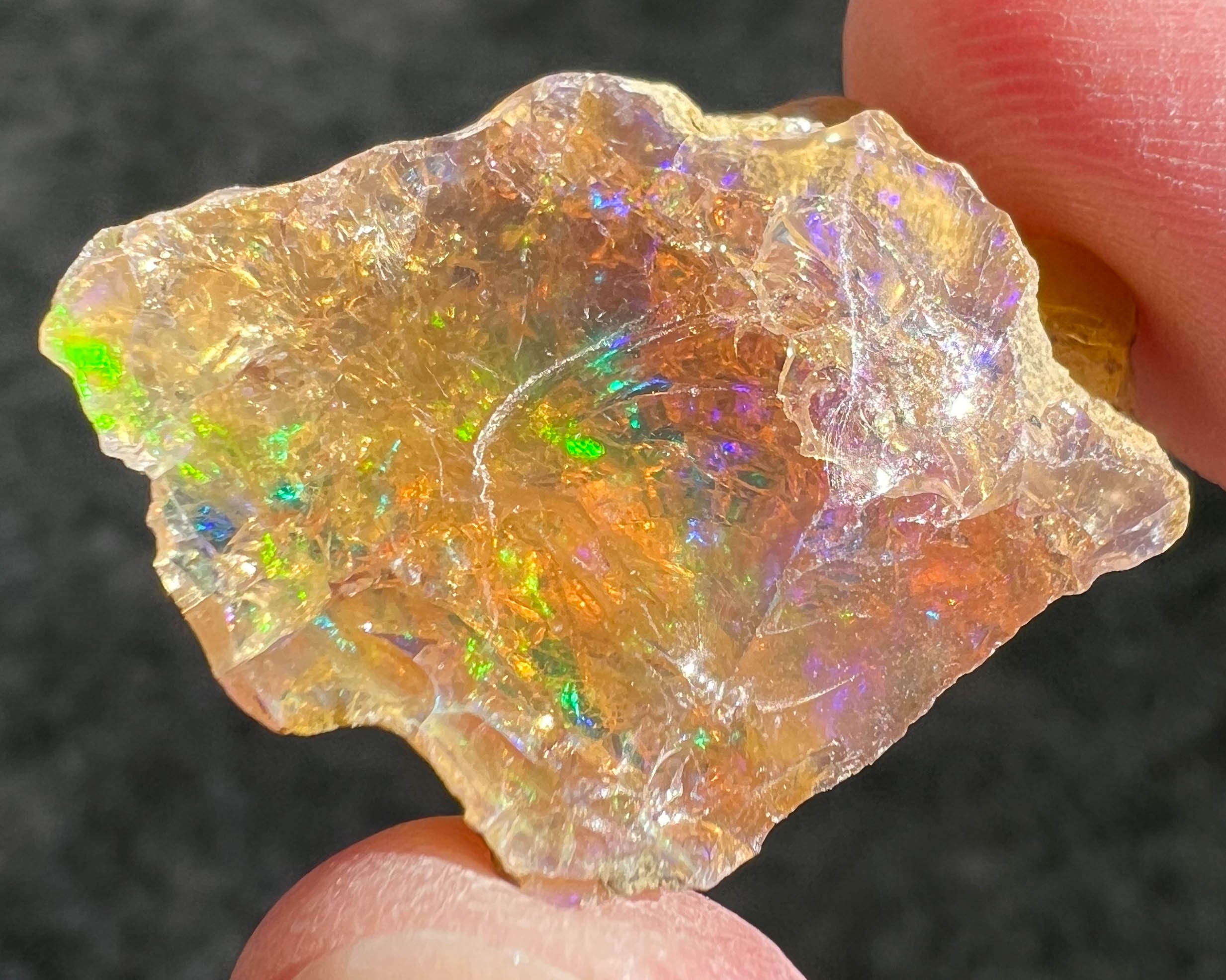 Raw Ethiopian Welo Opal With Rainbow Flash, Large Natural Gemstone, October Birthstone Crystal #257