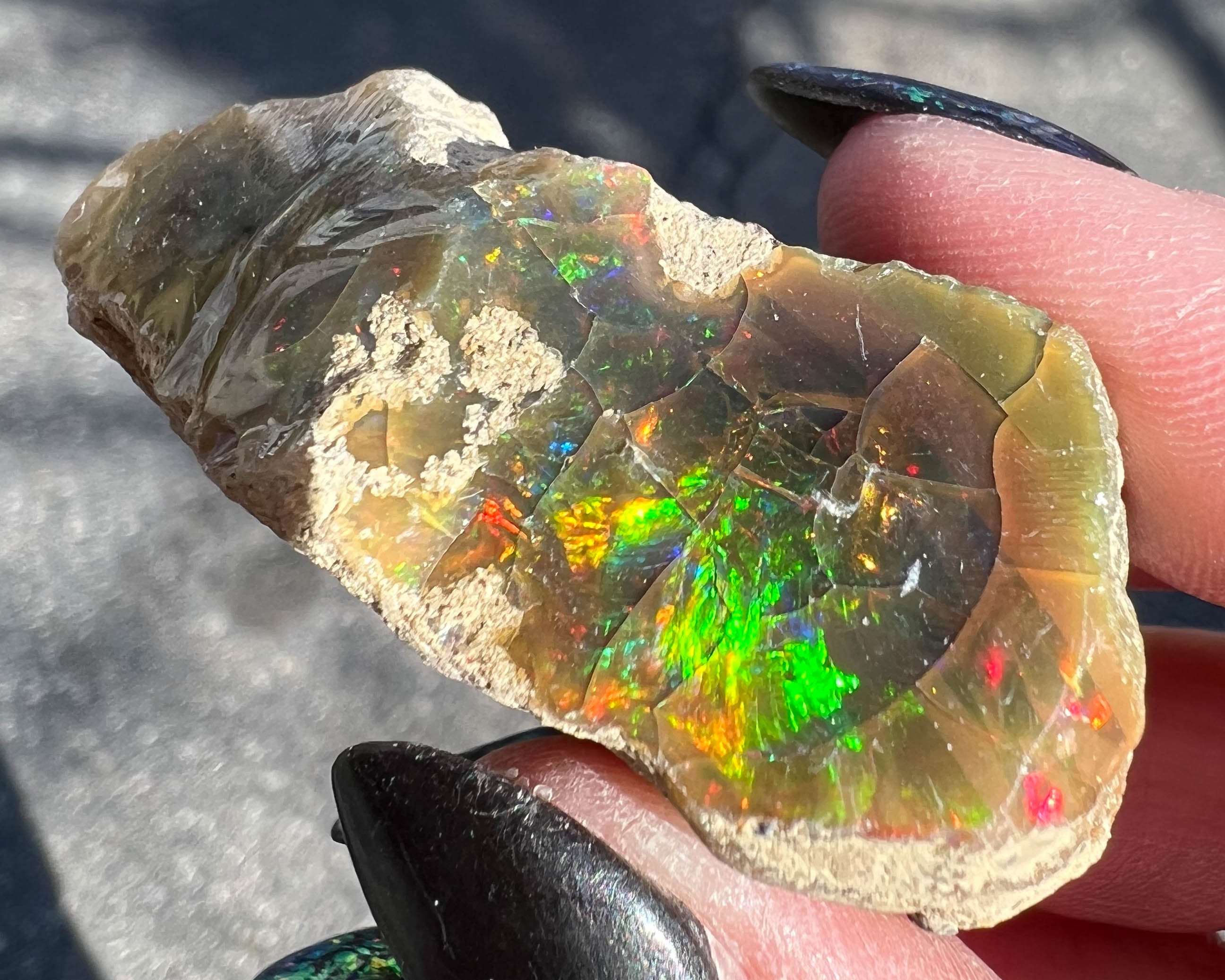 Raw Ethiopian Welo Opal With Rainbow Flash, Large Rough Natural Crystal #253