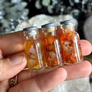 Mexican Fire Opal Bottle, Raw Opal Chips